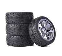 KINGCOO 4PCS 65mm RC Pneus de Voiture sur Route,Pneus RC en Caoutchouc Roues en Plastique pour 1/10 RC on Road Run-Flating Racing Touring Car pour HSP HPI Kyosho Tamiya (Gris)