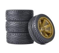 KINGCOO 4PCS 65mm RC Pneus de Voiture sur Route,Pneus RC en Caoutchouc Roues en Plastique pour 1/10 RC on Road Run-Flating Racing Touring Car pour HSP HPI Kyosho Tamiya (Or)