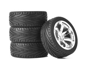 KINGCOO 4PCS 65mm RC Pneus de Voiture sur Route,Pneus RC en Caoutchouc Roues en Plastique pour 1/10 RC on Road Run-Flating Racing Touring Car pour HSP HPI Kyosho Tamiya (Argent)