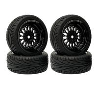 KINGCOO 4PCS 65mm RC Pneus et Route de Voiture,Pneus RC en Caoutchouc Roues en Plastique pour 1/10 RC on Road Run-Flating Racing Touring Car pour HSP HPI Kyosho Tamiya (Noir)