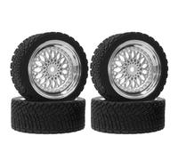 KINGCOO 4PCS 65mm RC Rallye Pneus et Route de Voiture,Pneus RC en Caoutchouc Roues en Plastique Revêtement pour 1/10 RC on Road Rally Drift Racing Car pour HSP HPI Tamiya WR8 (Argent)