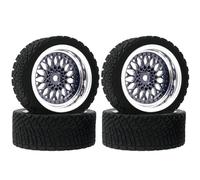 KINGCOO 4PCS 65mm RC Rallye Pneus et Route de Voiture,Pneus RC en Caoutchouc Roues en Plastique Revêtement pour 1/10 RC on Road Rally Drift Racing Car pour HSP HPI Tamiya WR8 (Noir Argent)