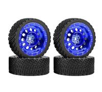 KINGCOO 4PCS 65mm RC Rallye Voiture Pneus en Caoutchouc Route et Jantes Vintage en Plastique 12mm Hex pour 1/10 RC on Road Rally Drift Racing Car pour HSP HPI Tamiya WR8 (Bleu)