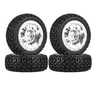 KINGCOO 4PCS 75mm RC Roues et Pneus en Voiture Caoutchouc de Vintage Rayons Jantes en pour 1/10 RC sur Route Racing 1/16 RC Rallye Véhicule pour Kyosho Tamiya HSP HPI (Argent)