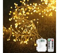 KINGCOO 9M 300LED Guirlande Lumineuse Fil d'Argent en Grappes avec Télécommande 8Modes Étanche Féeriques Lumiere Alimenté par Pile pour Chambre Noël Mariage Intérieure Décoration (Blanc chaud)