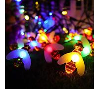 KINGCOO Abeille Guirlande Lumineuses Solaire, Imperméable 30Led Bumble Bee Forme Alimenté Solaire Fées Guirlandes pour Extérieur Jardin D'été Fête Mariage Noël Décoration (Multicolore)