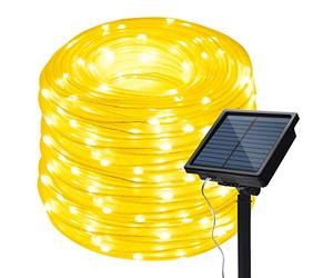 KINGCOO Bande LED Lumières Solaire Extérieures, Étanche 72FT 200LED 8 mode Ruban Tube Fil De Cuivre de Corde Solaire Guirlande Lumières pour Jardin Maison Fête Mariage Noël Décoration (Blanc chaud)