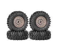 KINGCOO Beadlock Lot de 4 jantes de roue en alliage d'aluminium 1,33" - Pneus tout terrain - 70 mm - Avec 6 pans de 5 mm et 7 mm - Pour 1/12 1/14 1/18 1/24 RC Rock Crawler Auto Upgrade - Marron