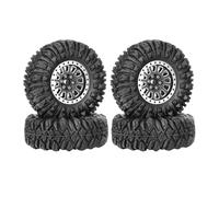 KINGCOO Beadlock Lot de 4 jantes de roue en alliage d'aluminium 1,33" - Pneus tout terrain - 70 mm - Avec 6 pans de 5 mm et 7 mm pour 1/12 1/14 1/18 1/24 RC Rock Crawler - Noir