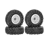 KINGCOO Beadlock Lot de 4 jantes de roue en alliage d'aluminium 1,33" - Pneus tout terrain - 70 mm - Avec 6 pans de 5 mm et 7 mm - Pour 1/12 1/14 1/18 1/24 RC Rock Crawler - Argenté