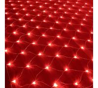 KINGCOO Etanche LED Nettes Guirlande Lumineuse 8modes Rideau Lumières Corde Alimenté par Batterie Pour Intérieur Extérieur Noël Jardin Cour Mariage Fête Murs Décoration (Rouge, 192LED 3x2M)