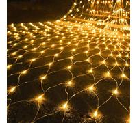 KINGCOO Etanche LED Nettes Guirlande Lumineuse 8modes Rideau Lumières Corde Alimenté par Batterie Pour Intérieur Extérieur Noël Jardin Cour Mariage Fête Murs Décoration (Blanc chaud, 96LED 1.5x1.5M)