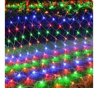 KINGCOO Filet lumineux à 192 LED - Étanche - Fonctionne sur piles - Filet lumineux - Pour jardin, extérieur, intérieur, Noël, mariage, fête - Décoration murale - Multicolore - 3 x 2 m