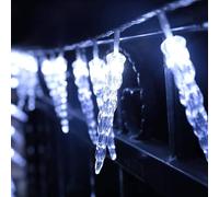 KINGCOO Guirlande lumineuse à 20 LED - Pour l'intérieur et l'extérieur - Étanche 3 m - Tube stalactite de météores - À piles - Pour balcon, fête, maison, jardin, décoration (3 M, blanc)