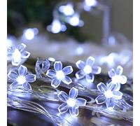 KINGCOO Guirlande Lumineuse à LED, Étanche 39ft 100LED Fleur de Pêche Cerisier Fée Lumière Batterie avec Télécommande pour Exterieur Interieur Jardin Patio Mariage Noël Fête Décoration (Blanc)