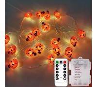 KINGCOO Guirlande lumineuse décorative en forme de coccinelle - 30 LED - Fonctionne avec piles - Avec minuterie à distance - Pour l'été, les enfants, la chambre à coucher, la Saint-Valentin, Noël, les
