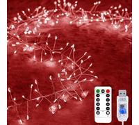 KINGCOO Guirlande lumineuse d'extérieur et d'intérieur - 9 m - 300 LED - Fil de cuivre - Avec minuterie et télécommande - 8 modes - Pour chambre à coucher, mariage, fête, Noël - Décoration DIY - Rouge