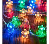 KINGCOO Guirlande lumineuse en forme de fleurs de cerisier - 10 m - 100 LED - 8 modes - Alimentée par piles - Avec télécommande - Pour printemps, été, jardin, fête de mariage, Noël - Multicolore