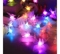 KINGCOO Guirlande lumineuse en forme de papillon doux à piles pour intérieur et extérieur, décoration de jardin, maison, fête, anniversaire, mariage, Noël (10 m, 80 LED, multicolore)