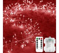 KINGCOO Guirlande lumineuse en grappe avec minuterie à distance, 3 m, 100 LED, fil argenté, guirlande lumineuse pétard à piles, 8 modes pour extérieur, intérieur, chambre, mariage, décoration de fête