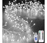 KINGCOO Guirlande Lumineuse LED Féeriques avec Télécommande, Étanche 3M 100LED Cluster Lumières Alimenté par USB pour Extérieur Intérieur Fenêtre Chambre Mariage Noël Fête Décoration (Blanc)