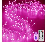 KINGCOO Guirlande Lumineuse LED Féeriques avec Télécommande, Étanche 3M 100LED Cluster Lumières Alimenté par USB pour Extérieur Intérieur Fenêtre Chambre Mariage Noël Fête Décoration (Rose)