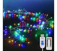KINGCOO Guirlande Lumineuse LED Féeriques avec Télécommande, Étanche 6M 200LED Cluster Lumières Alimenté par USB pour Extérieur Intérieur Chambre Fenêtre Mariage Noël Fête Décoration (Multicolore)