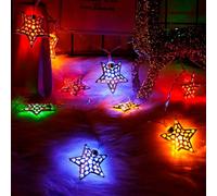 Kingcoo Guirlande lumineuse marocaine en métal argenté avec 20 LED et 8 modes d'éclairage d'ambiance pour extérieur, jardin, fête de mariage, décorations de Noël (multicolore)