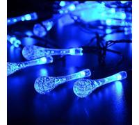 KINGCOO Guirlande lumineuse solaire en forme de goutte d'eau, étanche, 4,8 m, 20 LED, en forme de goutte d'eau, 8 modes, pour extérieur, tente, jardin, pelouse, cour, fête de mariage, décoration