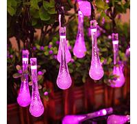 KINGCOO Guirlande Lumineuse Solaire Extérieur, Etanche 6M 30LED Gouttes d'eau Lampes Solaires Éclairage d'ambiance Décorative pour Jardin Maison Noël Mariage Cérémonie Fête Pelouse (Rose)