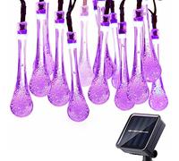 KINGCOO Guirlande Lumineuse Solaire Extérieur, Etanche 6M 30LED Gouttes d'eau Lampes Solaires Éclairage d'ambiance Décorative pour Jardin Maison Noël Mariage Cérémonie Fête Pelouse (Violet)