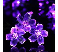 KINGCOO Guirlande Lumineuse Solaire Fleur Jardin, Étanche 23ft 50LED Fleur de Pêche Cerisier Solaire Fée Lumière pour Exterieur Interieur Mariage Fête Noël Cour Éclairage Décoration (Violet)