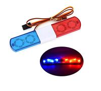 KINGCOO Lampe d'alarme de voiture radiocommandée LED Lampe flash rotative Éclairage de police pour 1/10 1/8 1/12 1/14 Camion d'ingénierie RC pour HSP TRX4 Tamiya Axial SCX10 (115 mm rouge bleu)