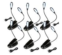 KINGCOO Lampe de Lecture, 8LED Mini Flexible Liseuse Lampe Pupitre Musique Clip 2 Modes de Luminosité Réglable avec câble USB pour Nuit Veilleuse Pince pour Livre Lecture Chevet Nocturne (6PCS)