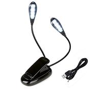 KINGCOO Lampe de Lecture, 8LED Mini Flexible Liseuse Lampe Pupitre Musique Clip 2 Modes de Luminosité Réglable avec câble USB pour Nuit Veilleuse Pince pour Livre Lecture Chevet Nocturne (1 pièce)