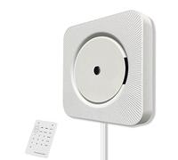 KINGCOO Lecteur CD Murale Bar Haut-Parleur Bluetooth, Portable Home Audio avec Télécommande Radio FM intégré Enceinte HiFi USB MP3 (Blanc)