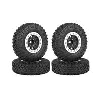 KINGCOO Lot de 4 jantes en alliage d'aluminium de 1,55" à 5 rayons Beadlock et pneus en caoutchouc de 85 mm pour 1/10 RC Rock Crawler Pièces de rechange (argent + noir)