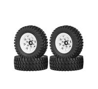 KINGCOO Lot de 4 jantes en alliage d'aluminium de 1,55" et pneus en caoutchouc de 76 mm pour voiture RC Crawler 1:10 pour Tamiya CC01 CC02 LC70 JIMNY Axial AX90069 D90 (blanc A)