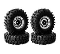 KINGCOO Lot de 4 jantes en plastique de 1,9" et pneus en caoutchouc RC de 96 mm pour voiture 1/10 RC Rock Crawler pour Axial SCX10 D90 CC01 TF2 TRX4 Tamiya Gen8 pièces (noir argenté, offset : 3 mm)