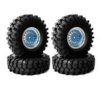 KINGCOO Lot de 4 jantes en plastique de 1,9" et pneus en caoutchouc RC de 96 mm pour voiture 1/10 RC Rock Crawler pour Axial SCX10 D90 CC01 TF2 TRX4 Tamiya Gen8 pièces (bleu argenté, offset : 3 mm)
