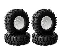 KINGCOO Lot de 4 jantes en plastique de 1,9" et pneus en caoutchouc RC de 96 mm pour voiture 1/10 RC Rock Crawler pour Axial SCX10 D90 CC01 TF2 TRX4 Tamiya Gen8 pièces (blanc, décalage : 3 mm)