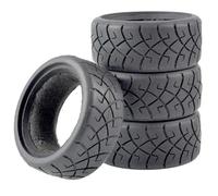 KINGCOO Lot de 4 pneus de voiture RC 1/10 sur la route - En caoutchouc avec inserts en mousse - Pour voiture RC On Road Runflating Touring Racing Car pour Tamiya HSP HPI Kyosho (F-65 mm)