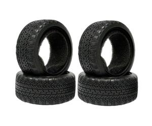 KINGCOO Lot de 4 pneus de voiture RC 1/10 sur la route - En caoutchouc avec inserts en mousse - Pour voiture RC On Road Runflating Touring Racing Car pour Tamiya HSP HPI Kyosho (E-65 mm)