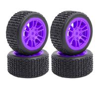 KINGCOO Lot de 4 pneus en caoutchouc et jantes en plastique prémontés pour poussette 1/28" Losi Micro-T WL244016 RC Auto DIY Pièces de mise à niveau (violet)
