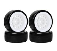 KINGCOO Lot de 4 roues et pneus de voiture RC Drift - 63 mm - En plastique dur - Pour Tamiya HSP HPI Kyosho 1/10 - Pièces de rechange (blanc vintage)