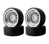 KINGCOO RC Drift - Lot de 4 pneus de voiture - 62 mm - En plastique dur - Pour voiture de course à pied plat - Pièces de rechange pour Tamiya HSP HPI Kyosho - Argenté, offset 9 mm