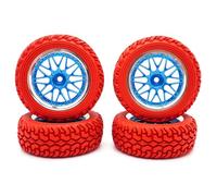 KINGCOO RC Rally Lot de 4 pneus en caoutchouc et revêtement en plastique pour voiture 1/10 RC On-Road Touring Racing Rallye pour Scx10 TRX4 Tamiya WR8 HPI HSP TT02 (bleu argenté, 75 mm-B)