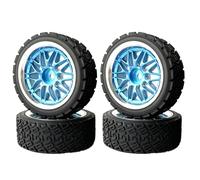 KINGCOO RC Rally Lot de 4 pneus en caoutchouc et revêtement en plastique pour voiture 1/10 RC On-Road Touring Racing Rallye pour Scx10 TRX4 Tamiya WR8 HPI HSP TT02 (bleu argenté, 66 mm)
