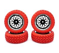 KINGCOO RC Rally Lot de 4 pneus en caoutchouc et revêtement en plastique pour voiture 1/10 RC On-Road Touring Racing Rallye pour Scx10 TRX4 Tamiya WR8 HPI HSP TT02 (noir argenté, 75 mm-B)