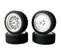 KINGCOO RC Rally Lot de 4 pneus en caoutchouc et revêtement en plastique pour voiture RC On-Road Touring Racing Rallye Scx10 TRX4 Tamiya WR8 HPI HSP TT02 (argenté, 66 mm)